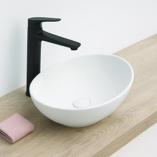 Vasque ovale à poser HANA en céramique 40,5 x 33 x 14 cm - Blanc mat